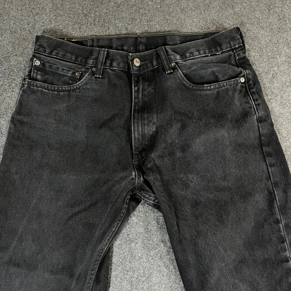 Levis 505 Regular Fit Black Denim Jeans Mens 36x32 Straight Leg Cotton Pants